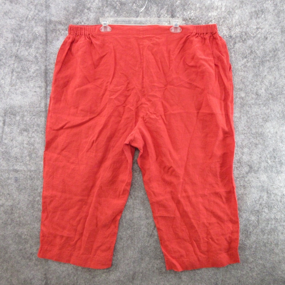 FLAX Designs Pants 3G LInen Red Pedal Pusher Elastic Waistband With Pockets New - Picture 2 of 16